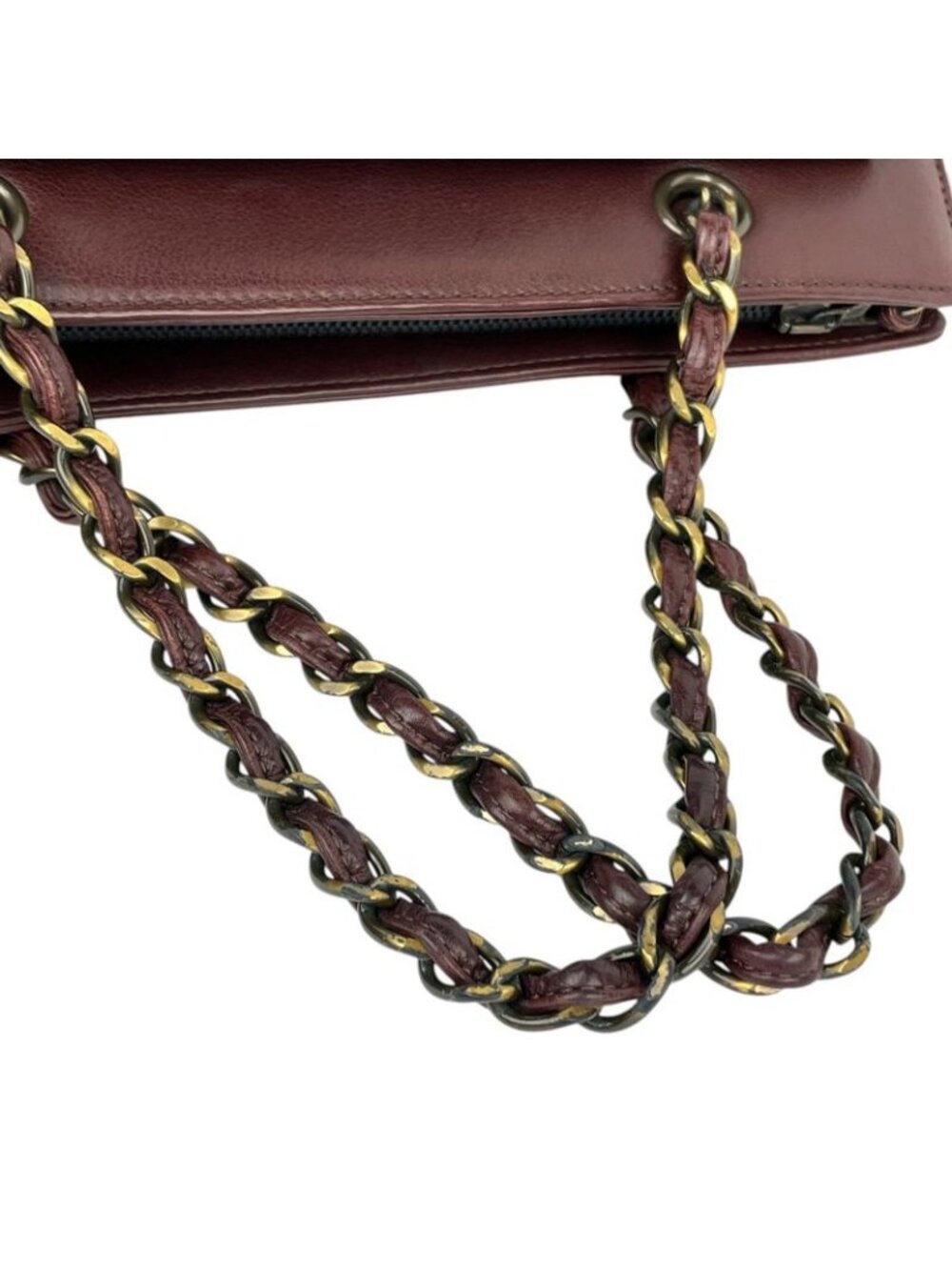 Chanel CC Logo Chain Handbag Tote Leather Brown - Picture 11 of 15